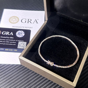 Pulsera Fina Unisex de Moissanita Clásica con Circonitas Cúbicas Blancas y Cadena de Oro Blanco, Regalo para Fiestas - Product Image 6