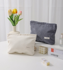 Bán buôn giá rẻ nhung sọc vẻ đẹp Son môi Tổ Chức Công suất lớn dây kéo du lịch xách tay túi vệ sinh cá nhân với vải lót - Product Image 2