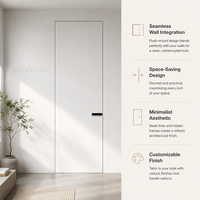 Porte intérieure invisible sans cadre en alliage d'aluminium, étanche, résistante à l'humidité, finition peignable