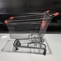 Chariot de courses en acier au carbone de style allemand avec panier en maille zinguée et poignée réglable pour les clients des supermarchés