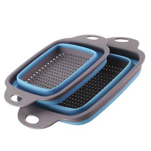 سلة تخزين بلاستيكية مستطيلة قابلة للطي للمنزل مع غطاء، تصميم عصري صديق للبيئة، حاوية تصريف للمطبخ للفواكه والخضروات - Product Image 3