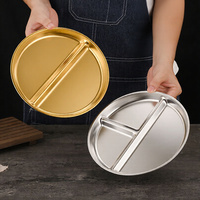 Assiette de service coréenne en acier inoxydable 304, écologique et durable, pour barbecue, avec compartiments pour condiments et collations