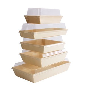 Biodegradable Disposable Wooden Takeaway Food Packaging Container Cake Dessert Cheese Charcuterie Grazing Tray Lunch Sushi Box