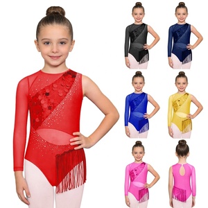 Traje de Danza Latina para Niñas de 6 a 16 Años, con Lentejuelas, Borlas y Flecos, para Prácticas, Presentaciones, Competiciones y Espectáculos - Product Image 1