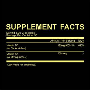 Olli Fabriek Groothandel Oem Vegan <span class=keywords><strong>K2</strong></span> + D3 <span class=keywords><strong>Supplement</strong></span> Capsules 180 Capsules Vitamine <span class=keywords><strong>K2</strong></span> D3 Voor Volwassenen Niet Voor Pasgeborenen - Product Image 2