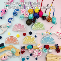 Kerajinan Makanan Resin Mini Iris Jeruk Warna-warni 100 Pcs untuk Rumah Boneka, Miniatur Artistik, Taman Peri, Lanskap