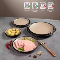 Assiette ronde en mélamine bicolore, vaisselle en plastique imitation porcelaine pour restaurant et buffet