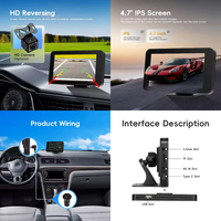 Podofo - Pantalla Táctil IPS Portátil de 4.7'' con CarPlay/Android Auto Inalámbrico, Navegación GPS/BT/FM/AUX/EQ/Salida de Audio/Fácil Instalación