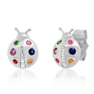 Melynn boucles d'oreilles punaise colorée en argent sterling 925 insecte animal mignon boucles d'oreilles pour femmes - Product Image 5