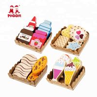 Soporte de exhibición plegable para bebidas, helados, pan, galletas, panadería, tienda de pasteles de madera, juguete para niños 3 +