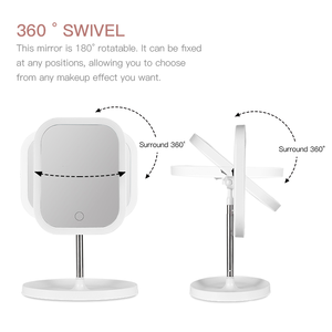 Hauteur réglable 360 pas de Rotation d'angle mort trois couleurs lumière réglable HD <span class=keywords><strong>miroir</strong></span> Portable carré Led <span class=keywords><strong>miroir</strong></span> cosmétique - Product Image 4