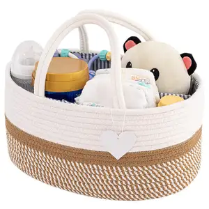 New Style Custom Design Hot Selling Cotton Rope Baby Diaper Basket Cotton Rope Basket