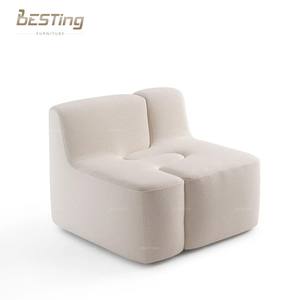 इतालवी डिजाइन नए एकल सोफे अनुकूलन योग्य सफेद कपड़े + मखमल संयोजन सोफा - Product Image 5