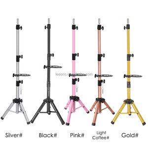 Leeons-Perruque de <span class=keywords><strong>coiffure</strong></span> personnalisée en argent étincelant, trépied en métal avec plateau multifonctionnel - Product Image 5