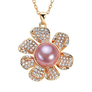 Collar con Colgante de Perla Edison Morada de Agua Dulce de 9mm, sin Defectos, para Mujer, Joyería de Cristal, Venta al Por Mayor, Wenchi, China - Product Image 5