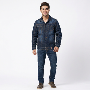 Men <b>denim</b> jacket warm sherpa inner <b>coat</b> vintage blue jean outerwear heavyweight street style button up casual - Product Image 1