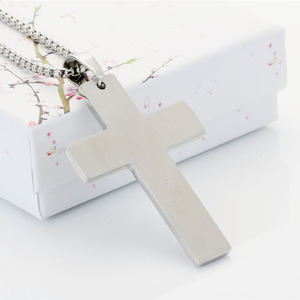 Collier avec pendentif croix en acier inoxydable, bijoux unisexes à la mode, couleur argent blanc, cadeau - Product Image 4