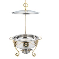 Buffet Chafing Dish Equipment Restaurant Isolierte Servier schale Edelstahl Gold Runde Chafing Dish Set mit Glas deckel