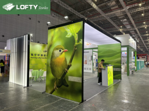 Sublimación directa/impresión por transferencia 230G poliéster elástico suave urdimbre tejido de punto para EXPO SEG marco de fondo - Product Image 4