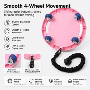 Plateforme d'équilibre rose en plastique à 4 roues pour entraînement abdominal, yoga et pilates - Product Image 1