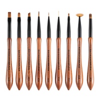 2025 Pinceau d'art de haute qualité avec manche en bois brun et brosse à ongles en nylon PBT par le fabricant de brosses à ongles BW10-4