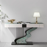 Table console moderne et légère de luxe Table de porche en métal Table de table en marbre ardoise d'entrée de salon