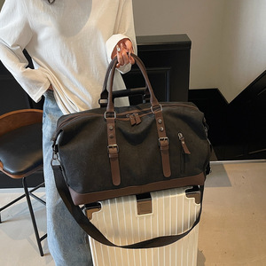 Trendy Men <b>Canvas</b> Shoulder <b>Bag</b> <b>Large</b> Capacity Travel Duffel <b>Bag</b> Casual Hand Tote <b>Bag</b> for Short Trip Business Travel - Product Image 4