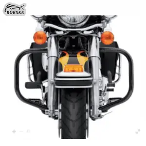Highway Engine Guard Crash Bar Lower Vented Leg Fairing with 6.5" Speaker Pod Fit for Harley Touring Road King Road Glide Street
