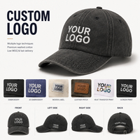 Casquette de baseball vintage en coton délavé, 6 panneaux, effet vieilli, style Dad Hat, avec boucle métallique réglable, pour personnalisation de marque