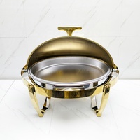 Gold Luxus Hotel Restaurant Buffet Speisenwärmer Chafing Dish mit Dampfheizung für Hochzeitsbankett Catering