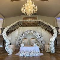 Arreglo Floral de Lujo para Boda, Decoración con Rosas Blancas de Seda y Hortensias, Arreglos de Flores Artificiales para Decoración de Escaleras