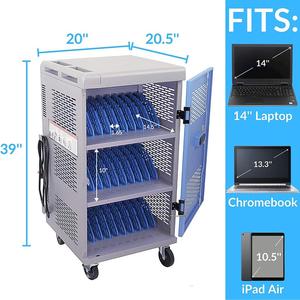 30 Bay Assembled Mobile Laptop Charging Cart Lockable Steel Tablet Charging Station Cable Management Eco-Friendly <b>for</b> School - Product Image 3