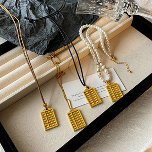 Chinese Style Abacus Necklace For Women Zinc Alloy Pendant Sweater Chain Gift Jewelry - Product Image 1