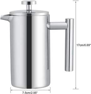 Cafetière à piston en acier inoxydable, 1000 ml/34 oz, avec couche intérieure en acier inoxydable, couche sous vide et couche extérieure en acier inoxydable, vente en gros - Product Image 4