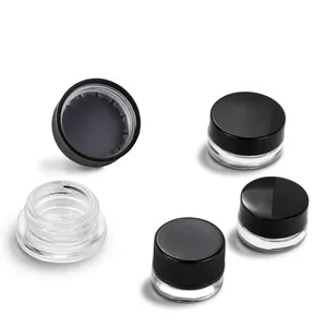 Contenedor de almacenamiento de vidrio OEM, 5ml, 9ml, transparente, blanco y negro, hermético, frasco de vidrio con tapas de latón a prueba de olores, disponible