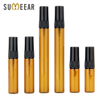 Flacon de parfum en verre plat rechargeable SUMEEAR 10ML avec capuchon pulvérisateur, atomiseur ambré, col en PP, logo personnalisé, conteneur vide pour cosmétiques