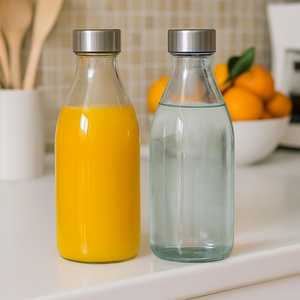 Clear Glass Bottles 1 Liter <b>Screw</b> Cap Hermetic Seal Elegant Design Drinkware <b>Set</b> - Product Image 6