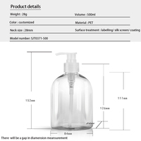Meilleure vente 500ml bouteille en plastique transparente 17 oz pour désinfectant pour les mains lessive pour animaux de compagnie savon liquide beauté soins personnels shampooing