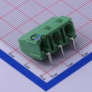 KF128R-7.5-3P Screw Terminal Block Bent Lead Through Hole,P=7.5mm Connector 1x3P 7.5mm Green Right Angle Insert - Product Image 2