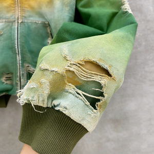 Chaqueta Bomber Vintage Personalizada para Hombre, Estilo Techwear, Lavado Ácido, Apliques Bordados, Acolchada con Plumón - Product Image 2