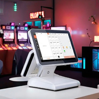 Terminal de paiement prépayé à double écran en plastique pour l'enregistrement/la recharge de cartes de membre de jeu, avec support en espagnol et en anglais, pour l'arcade, 1 an