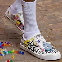Chaussures en toile tendance avec logo personnalisé, baskets décontractées unisexes respirantes pour l'été, l'automne et le printemps, confortables, à lacets, design en forme d'étoile, tendance