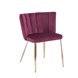 Half Round Luxury Modern Designer High Back Hotel Restaurant Purple Dining Chair With Metal Gold Paining Legs