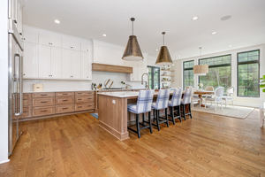 Alland Armoire de cuisine modulaire en <span class=keywords><strong>bois</strong></span> massif laqué bicolore avec tirette Organisateur Comptoir en verre/résine pour salle à manger - Product Image 2