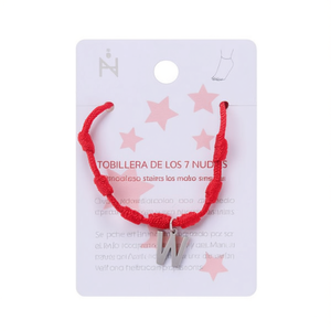 Tobillera Angelina de Siete Nudos con Cuerda Roja y Letra W, Acero Inoxidable, Joyería de Moda Unisex, Regalo - Product Image 1