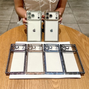 Diamond Edge 6d square Electroplated Tpu Bumper Phone case for iphone 17 air Pro Max 16 15 14,for iphone 17 case <b>Squared</b> - Product Image 1