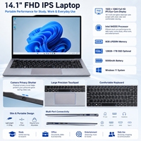 Venta Directa de Fábrica, Laptop de 14.1 Pulgadas para el Hogar, Intel N4000, 8GB RAM, 256GB SSD, Windows 11, Portátil con Cámara, Inglés, Oficina