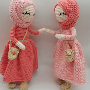 ตุ๊กตาถักโครเชต์ฮิญาบ ทำมือ ของเล่นเด็กเล็ก 28-30 ซม. ใยฝ้าย โพลีเอสเตอร์ ไนลอน บรรจุใยฝ้าย PP  รับสั่งทำ - Product Image 6