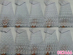 Encaje de Guipur Blanco al por Mayor con Lentejuelas, Encaje de Guipur para Vestidos de Novia Nigerianos, Tela de Encaje Africano para Mujer - Product Image 6