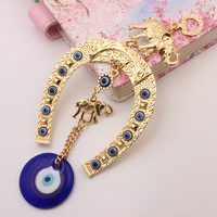 Porte-clés turc anti-mal avec perle de verre bleue, breloque de sac, pendentif vintage croix et araignée, amulette porte-bonheur, décoration suspendue pour voiture, cadeau quotidien
